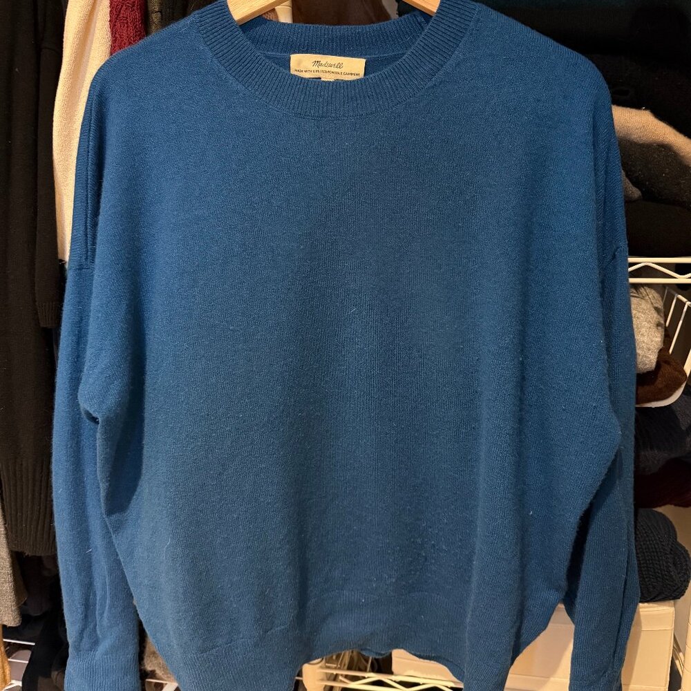 Madewell Responsible Cashmere Oversized Crewneck Sweater in Pacific Cove